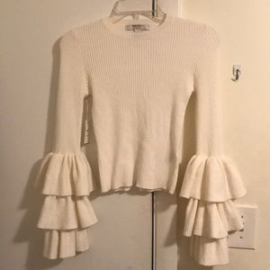 Tiered trumpet sleeve sweater